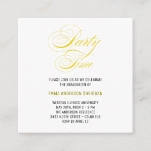 Minimalist Stylish Script Gold Grad Party Enclosure Card