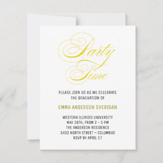 Minimalist Stylish Script Gold Grad Party RSVP Card
