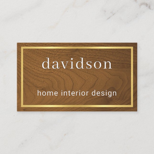 Minimalist Stylish Timber Wood Interior Decor Business Card (Front)