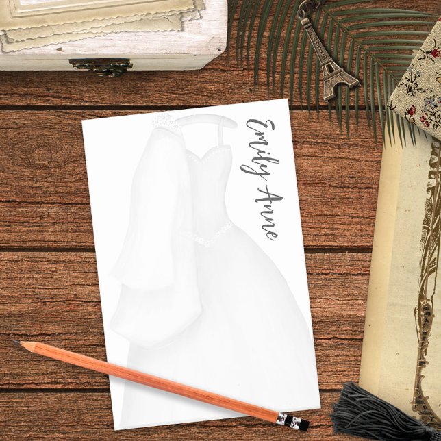 Minimalist Stylish Trendy Bride Wedding Dress Post-it Notes (Creator Uploaded)