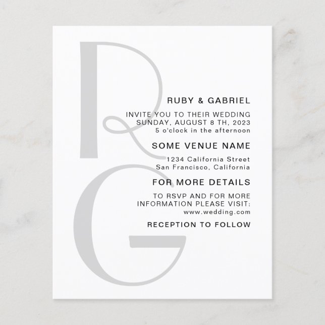 Minimalist stylish. Typography monogram Wedding In Flyer (Front)