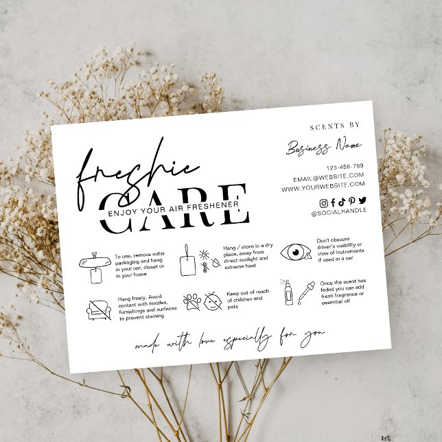 Minimalist Sublimation Freshie Care Instructions Thank You Card (Creator Uploaded)