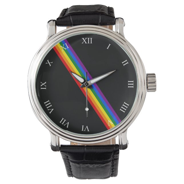 Minimalist Subtle Rainbow Roman Numerals Watch (Front)