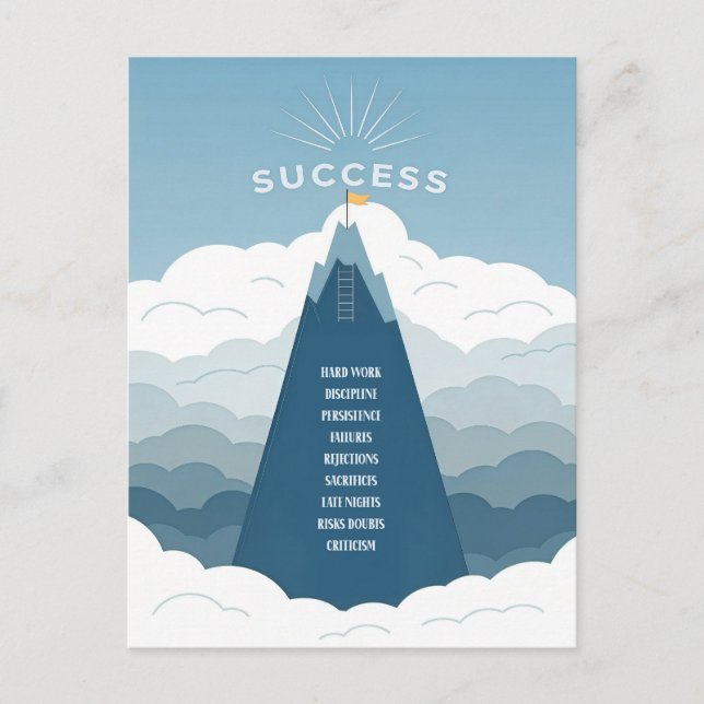 Minimalist Success Mountain Motivational Postcard (Front)