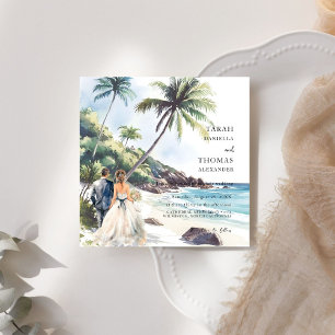 Minimalist Summer Beach  Destination Wedding Invitation