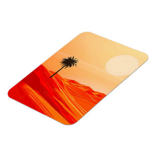 Minimalist Summer Desert Oasis Magnet