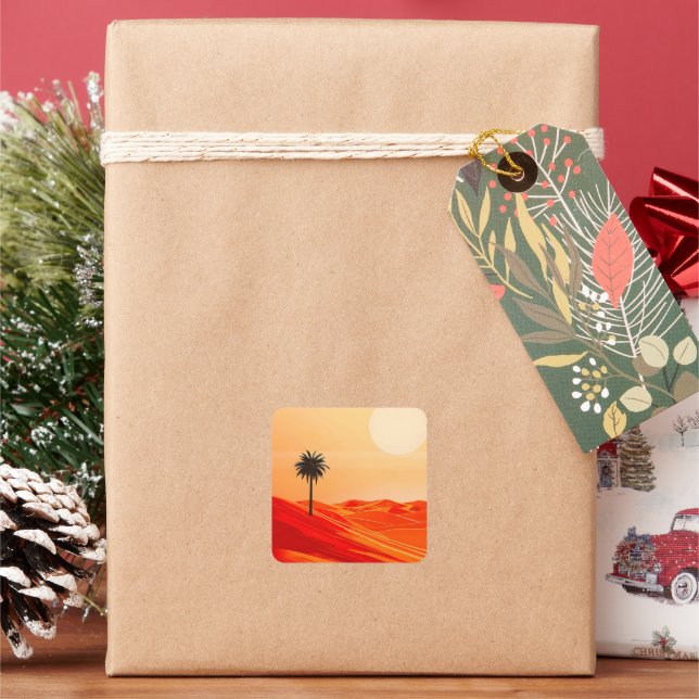 Minimalist Summer Desert Oasis  Square Sticker (Holiday)