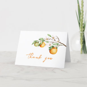 Minimalist Summer Orange Citrus Baby Shower Thank You Card