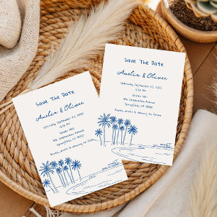 Minimalist summer Romantic Palm save the date Invitation