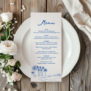 Minimalist Summer Romantic Palm Whimsical Wedding Menu