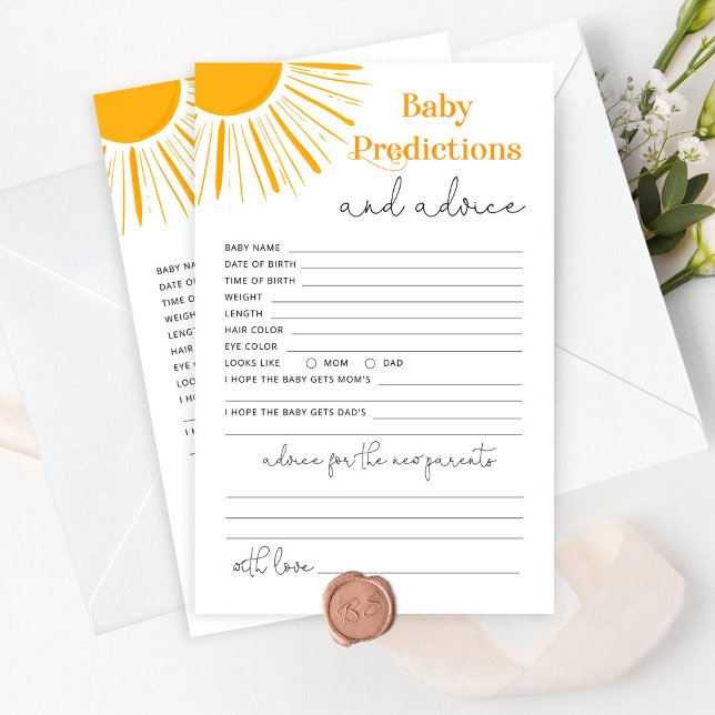 Minimalist sun baby predictions and advice card (Creator Uploaded)