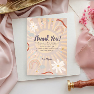Minimalist Sun Pink Birthday Thank You Card