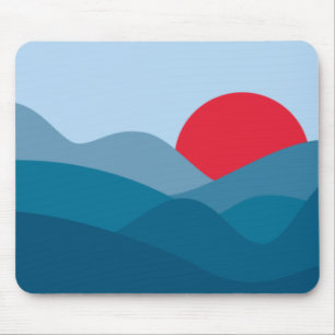 Minimalist Sun Prussian Blue Mouse Pad