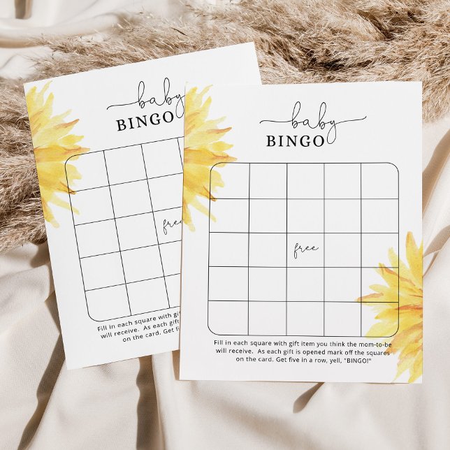 Minimalist sunflower baby bingo game (Creator Uploaded)