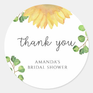 Minimalist sunflower bridal shower classic round sticker