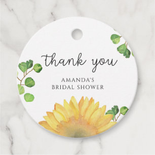 Minimalist sunflower bridal shower  favour tags