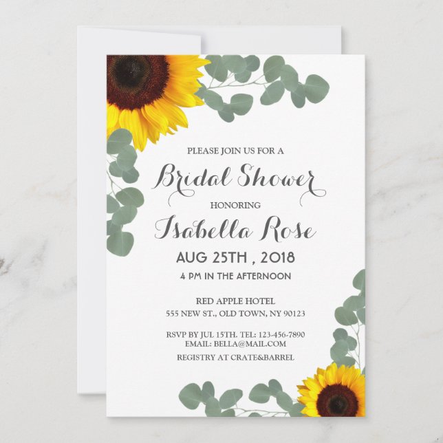 Minimalist Sunflower Bridal Shower Invitations (Front)