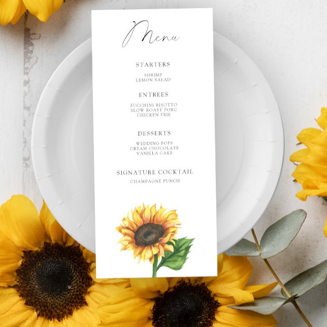 Minimalist sunflower Bridal shower menu (Creator Uploaded)