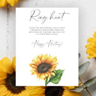 Minimalist sunflower bridal shower Ring hunt game Poster