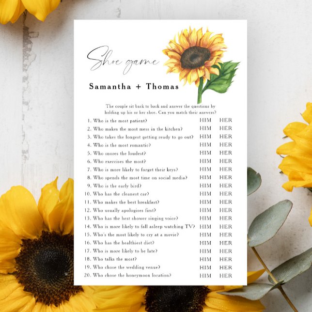 Minimalist sunflower bridal shower Shoe game (Creator Uploaded)