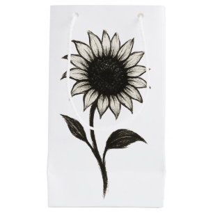 Minimalist Sunflower – Elegant Botanical Design on Small Gift Bag