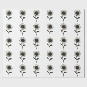 Minimalist Sunflower – Elegant Botanical Design on Wrapping Paper