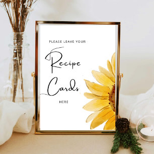 Minimalist sunflower leave your recipe card here  poster