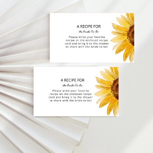 Minimalist sunflower Recipe for the bride to be Enclosure Card