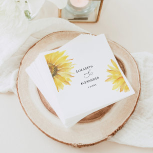 Minimalist sunflower wedding napkin