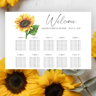 Minimalist sunflower Wedding seating chart