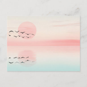 Minimalist Sunset Beach Coastal Art Postcard 