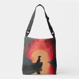 Minimalist Sunset Black Labrador Dog Crossbody Bag