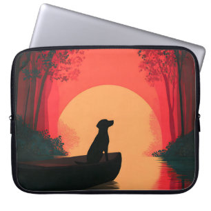 Minimalist Sunset Black Labrador Dog Laptop Sleeve