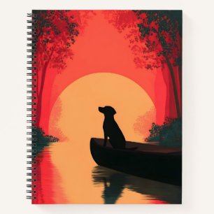 Minimalist Sunset Black Labrador Dog Notebook