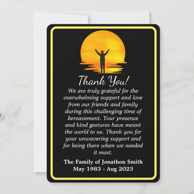 Minimalist Sunset Funeral Thank You Card (Front)