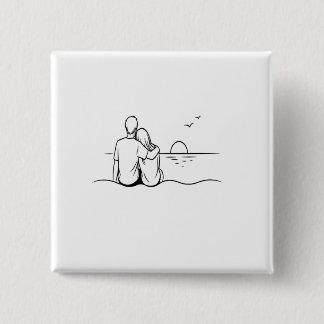 Minimalist Sunset Moment Line Art 15 Cm Square Badge