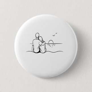 Minimalist Sunset Moment Line Art 6 Cm Round Badge