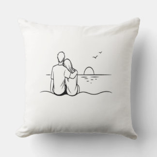 Minimalist Sunset Moment Line Art Cushion