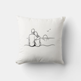 Minimalist Sunset Moment Line Art Cushion