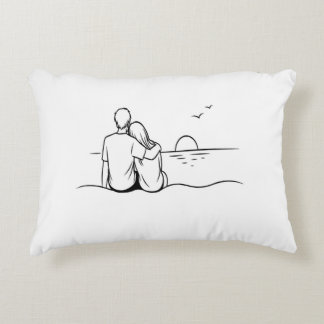 Minimalist Sunset Moment Line Art Decorative Cushion