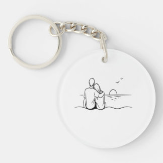 Minimalist Sunset Moment Line Art Key Ring