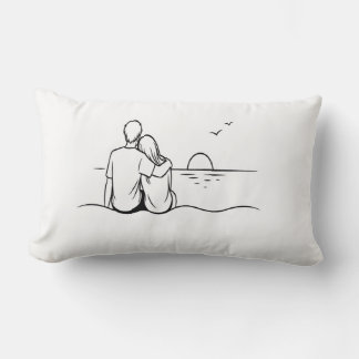 Minimalist Sunset Moment Line Art Lumbar Cushion