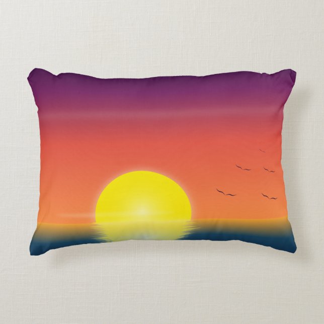 Minimalist Sunset Ocean Accent Pillow  (Front)
