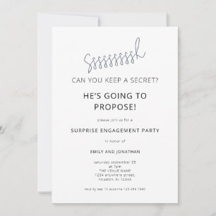 Minimalist Surprise Black White Engagement Party Invitation