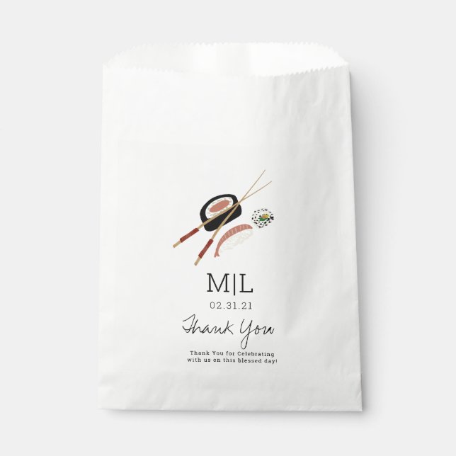 Minimalist Sushi Rolls Chopsticks Favour Bags (Front)