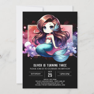 Minimalist Sweet Mermaid Birthday Invitation