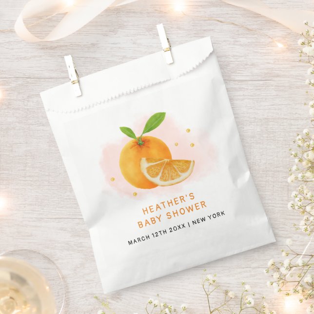 Minimalist Sweet Orange Citrus Baby Shower Favour Bags (Clipped)