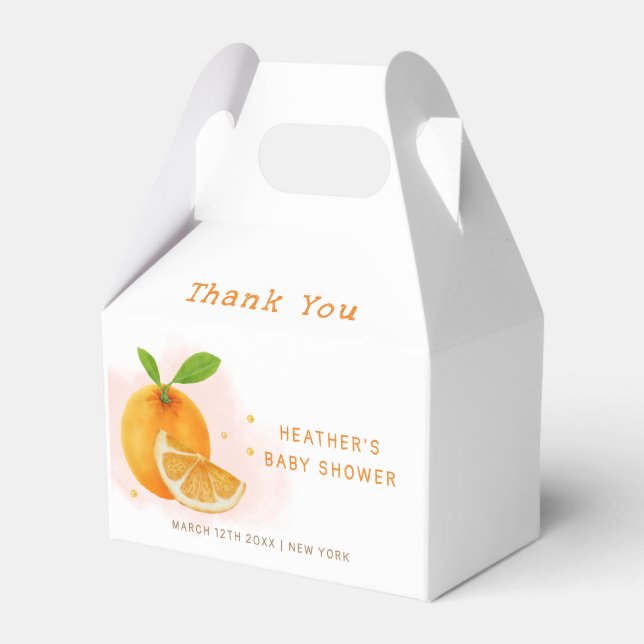 Minimalist Sweet Orange Citrus Baby Shower Favour Box (Front Side)