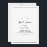 Minimalist Sweet Sixteen Birthday Invitation<br><div class="desc">This minimalist sweet sixteen birthday invitation is perfect for a simple 16th birthday party. The modern romantic design features classic black and white typography paired with a rustic yet elegant calligraphy with vintage hand lettered style. Customisable in any colour. Keep the design simple and elegant, as is, or personalise it...</div>
