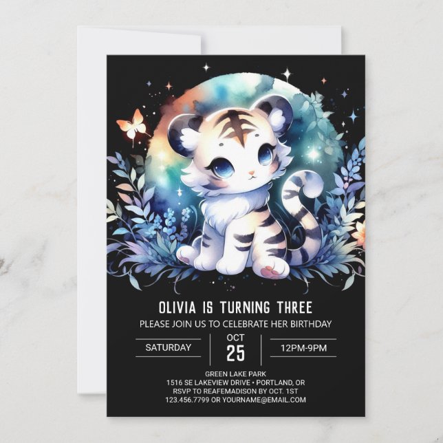Minimalist Sweet Tiger Birthday Invitation (Front)